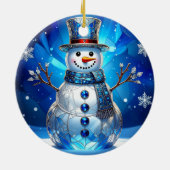 Blue Snowman Snowflakes Holiday Ornament (Achterkant)