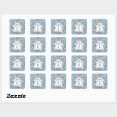 Blue Snowman Square Sticker (Vel)
