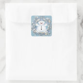 Blue Snowman Square Sticker (Tas)