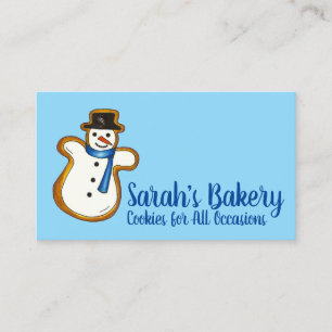 Blue Snowman Sugar Cookie Bakery Pastry Chef Food Visitekaartje