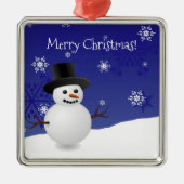 Blue Snowman Winter Scene Ceramic Ornament (Voorkant)