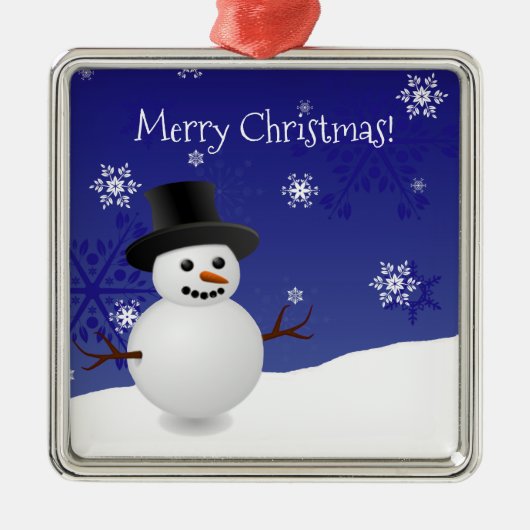 Blue Snowman Winter Scene Ceramic Ornament (Voorkant)