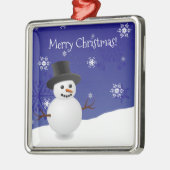 Blue Snowman Winter Scene Ceramic Ornament (Links)