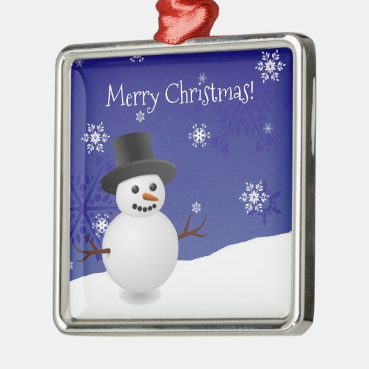 Blue Snowman Winter Scene Ceramic Ornament (Links)
