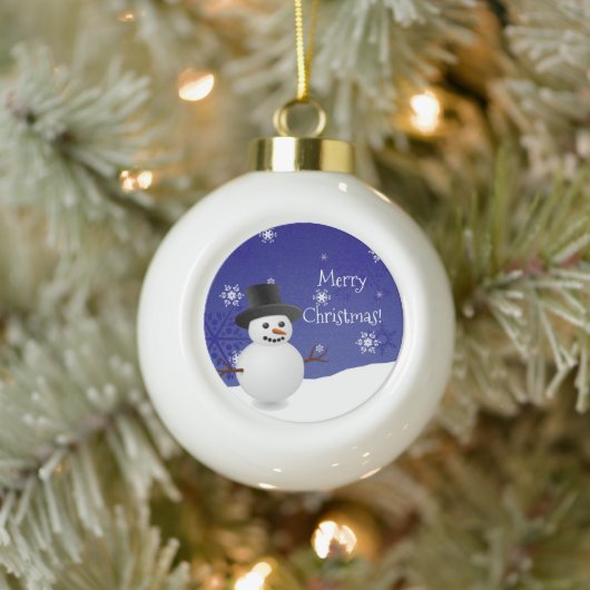 Blue Snowman Winter Scene Framed Ornament (Boom)