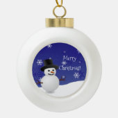 Blue Snowman Winter Scene Framed Ornament (Voorkant)