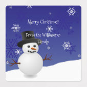 Blue Snowman Winter Scene kerstcadeaulabel Labels (Design 1)
