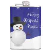 Blue Snowman Winter Scene-kerstfles Heupfles (Voorkant)