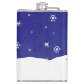 Blue Snowman Winter Scene-kerstfles Heupfles (Achterkant)