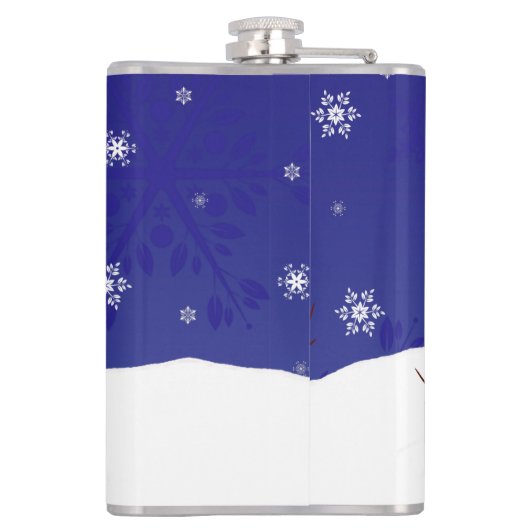 Blue Snowman Winter Scene-kerstfles Heupfles (Achterkant)