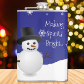 Blue Snowman Winter Scene-kerstfles Heupfles