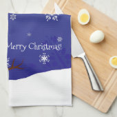 Blue Snowman Winter Scene Kerstmis Kitchen Towel Theedoek (Quarter Fold)