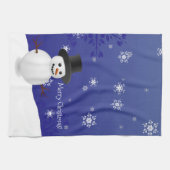 Blue Snowman Winter Scene Kerstmis Kitchen Towel Theedoek (Horizontaal)