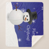 Blue Snowman Winter Scene Kerstmis Sherpa Blanket Deken (Voorkant)