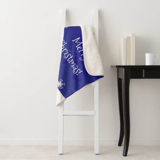 Blue Snowman Winter Scene Kerstmis Sherpa Blanket Deken (In situ)