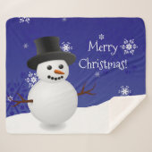 Blue Snowman Winter Scene Kerstmis Sherpa Blanket Deken (Voorkant (horizontaal))
