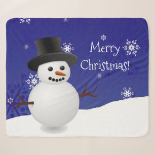 Blue Snowman Winter Scene Kerstmis Sherpa Blanket Deken