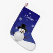 Blue Snowman Winter Scene Kerstmis stoppen Kleine Kerstsok (Voorkant (Hangend))