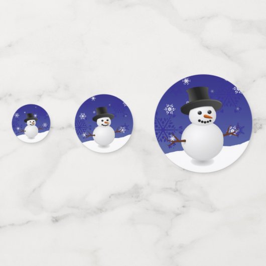 Blue Snowman Winter Scene Kersttable Confetti (Voorkanten)