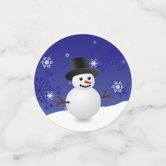 Blue Snowman Winter Scene Kersttable Confetti (Kleine voorkant)