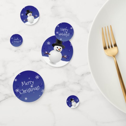 Blue Snowman Winter Scene Kersttable Confetti (Groep)