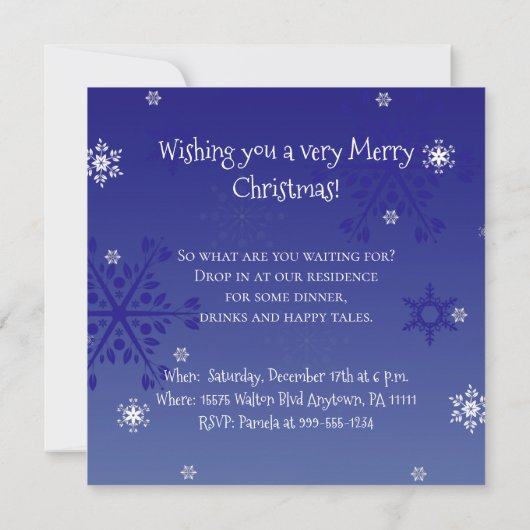 Blue Snowman Winter Scene - kerstuitnodiging Kaart (Achterkant)