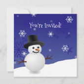 Blue Snowman Winter Scene - kerstuitnodiging Kaart (Voorkant)