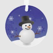 Blue Snowman Winter Scene kerstversiering Ornament (achterkant)