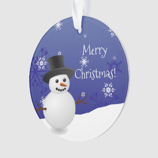 Blue Snowman Winter Scene kerstversiering Ornament (voorkant)