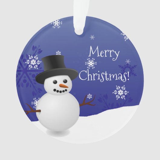 Blue Snowman Winter Scene kerstversiering Ornament (voorkant)