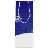 Blue Snowman Winter Scene Kerstwijn Gift Bag Wijn Cadeautas (Achterkant)