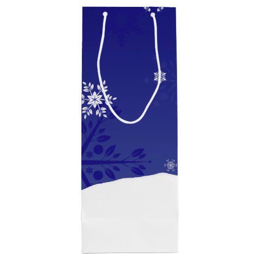 Blue Snowman Winter Scene Kerstwijn Gift Bag Wijn Cadeautas (Achterkant)