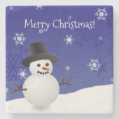Blue Snowman Winter Scene met Onderzetter voor ker (Voorkant)