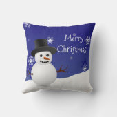 Blue Snowman Winter Scene Sierkussen met kerstmis (Achterkant)