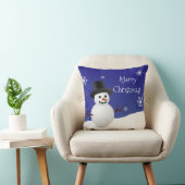 Blue Snowman Winter Scene Sierkussen met kerstmis (Stoel)