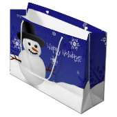 Blue Snowman Winter Scenery kerstcadeau Groot Cadeauzakje (Voorkant Gekanteld)