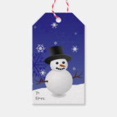 Blue Snowman Winter Scenery kerstcadeauLabel Cadeaulabel (Voorkant)