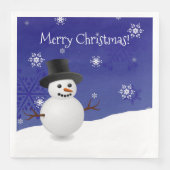 Blue Snowman Winter Scenery-kerstpapier Napkin Servet (Voorkant)