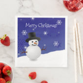 Blue Snowman Winter Scenery-kerstpapier Napkin Servet (Insitu)