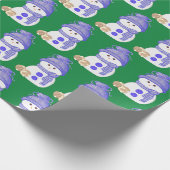 Blue Snowman with Brown & White Bunnies Cadeaupapier (Hoek)