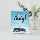 Blue Snowmobile Winter verjaardagsfeest Briefkaart (Staand voorkant)