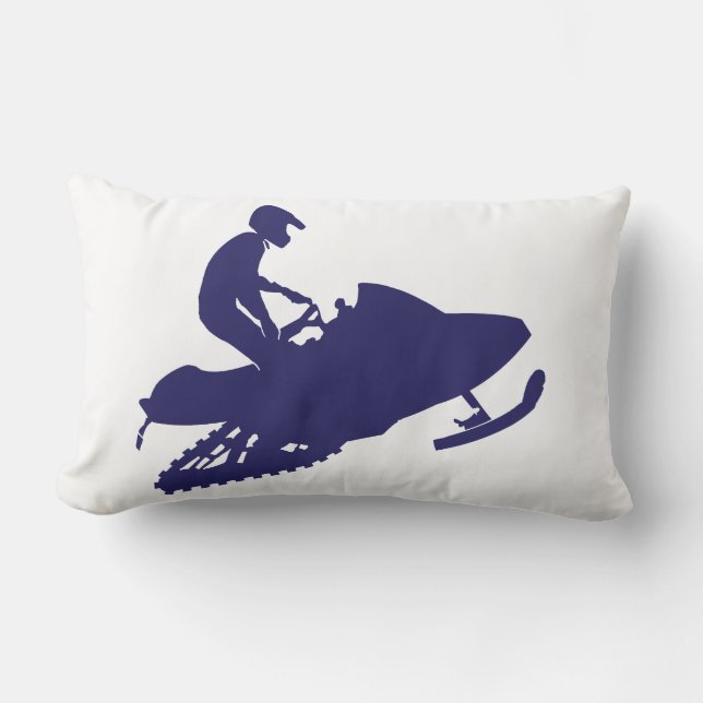 Blue Snowmobiler Snowmobiler Kussen (Voorkant)