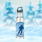 Blue Snowski gepersonaliseerd Waterfles