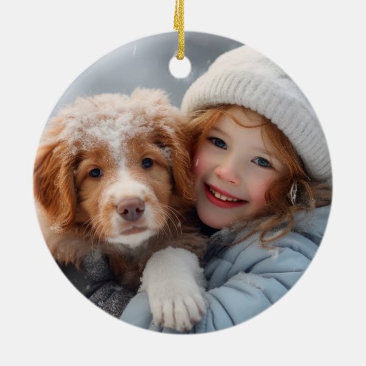 Blue Snowy Day Highland Koe kerstversiering Keramisch Ornament (Achterkant)