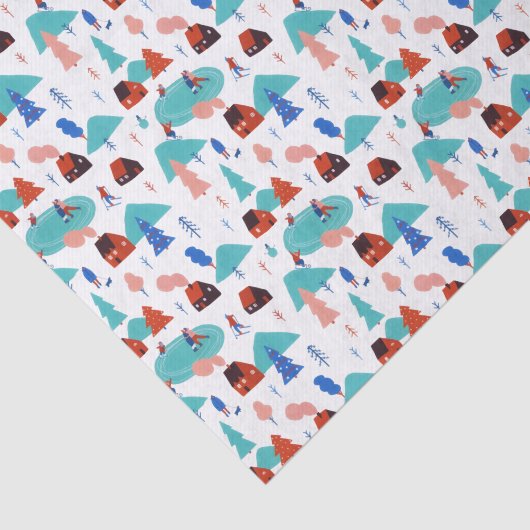 Blue Snowy Festive kerstWinter Holiday Tissuepapier (Detail)