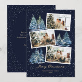 Blue Snowy Forest Foto Vrolijke kerst Kaart (Voorkant / Achterkant)