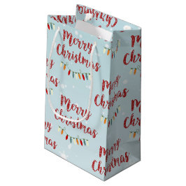 Blue Snowy Merry kerst Colorful Lights Klein Cadeauzakje