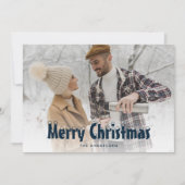 Blue Snowy Photo Merry-kerstkaarten Feestdagenkaart (Voorkant)