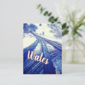 Blue Snowy Winter Road in Wales Briefkaart (Staand voorkant)