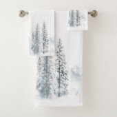 Blue Snowy Winter Trees Bad Handdoek (Insitu)